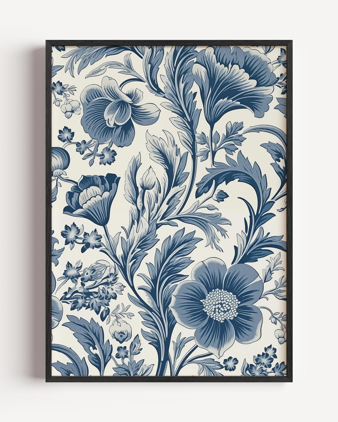 Bloemrijke Elegantie in Blauw – vintage portret poster als wanddecoratie