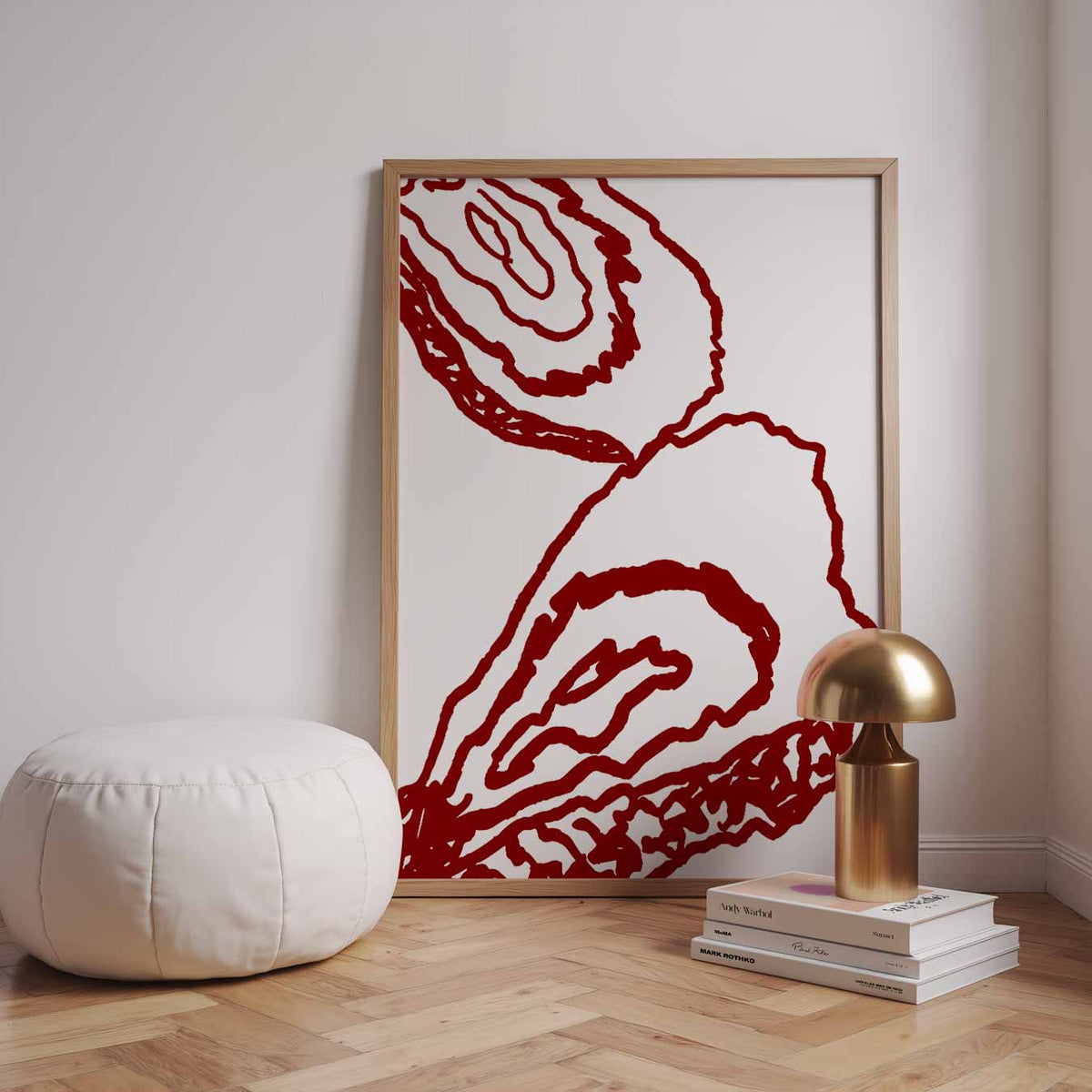 Minimalistische Rode Lijntekening – staande zomer wanddecoratie van WallArtistic