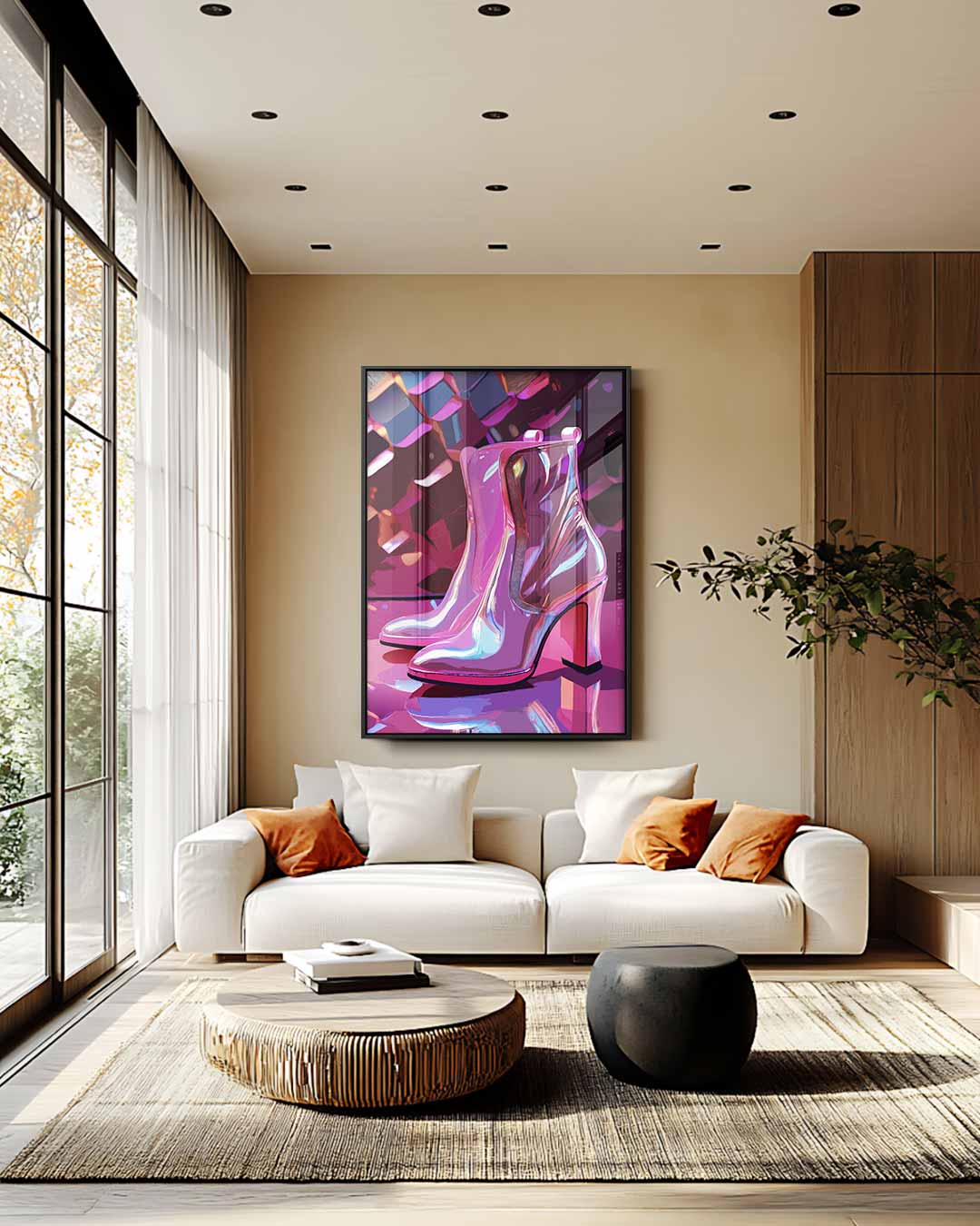 Lichteffecten Glanzende Laarzen – staand kunstwerk voor modern interieur