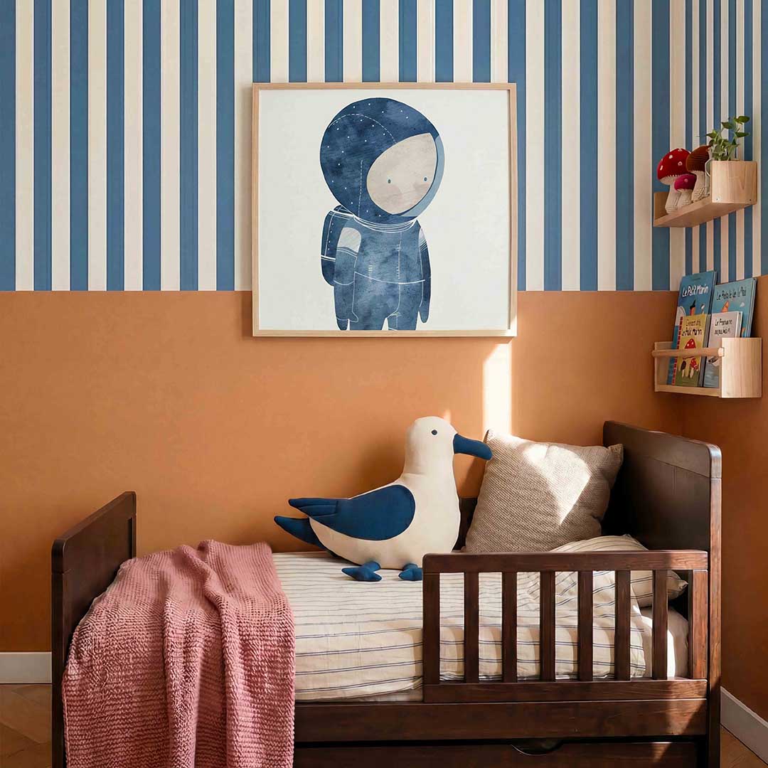 Astronaut in blauw – kids poster in vierkant formaat