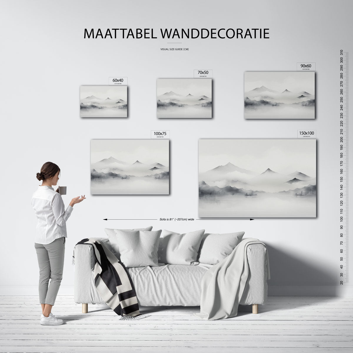 Serene berglandschap – moderne liggende wandkunst