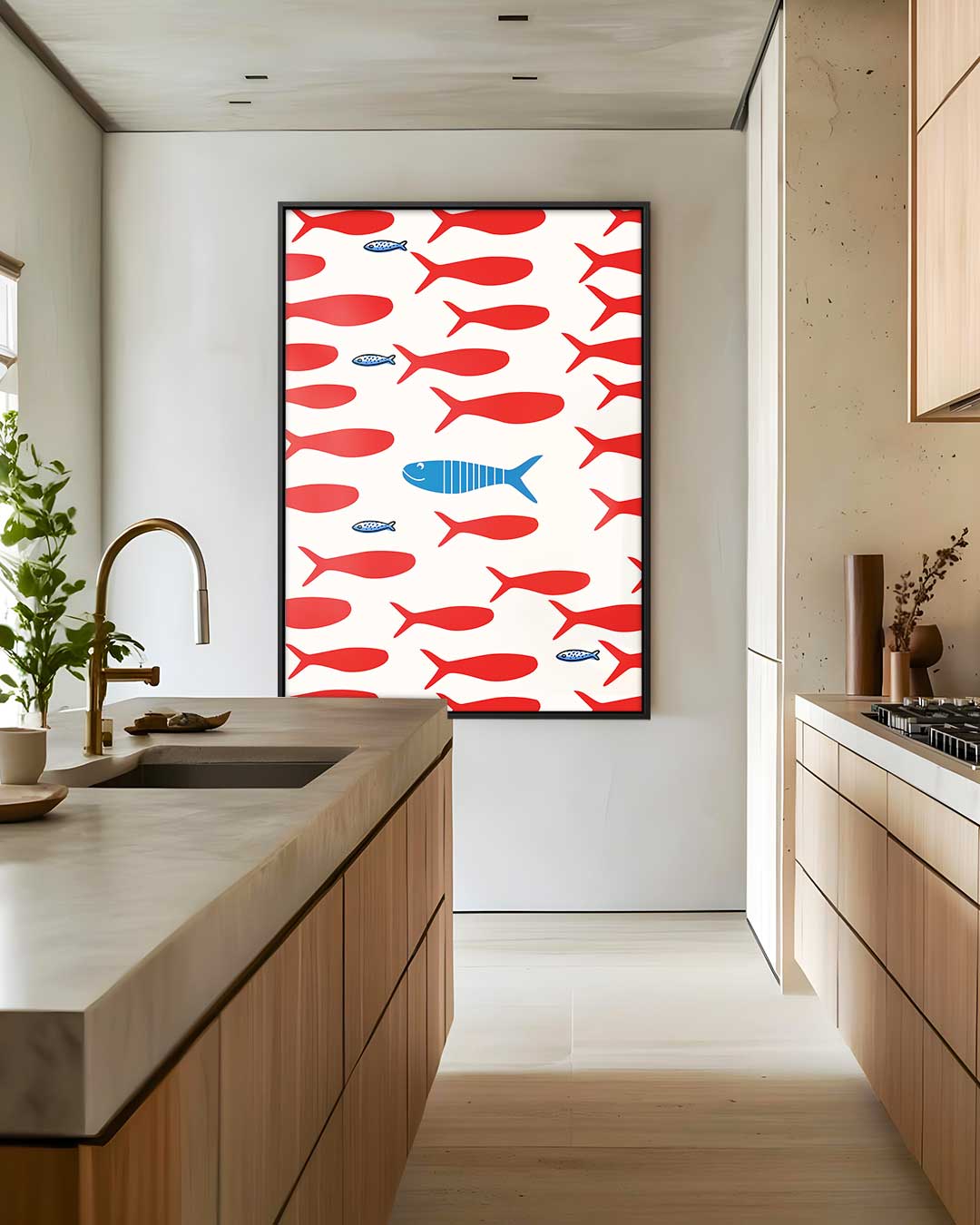 Avontuurlijke Vissenpatroon – staand kunstwerk voor modern interieur