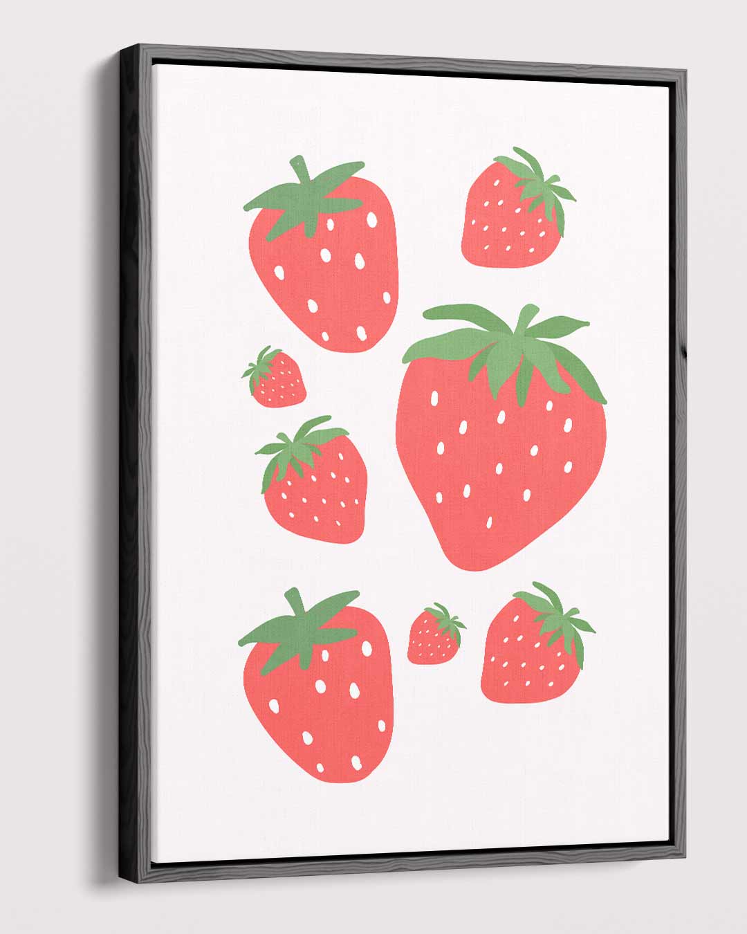 Speelse Aardbeien Illustratie – modern portret kunstwerk van WallArtistic