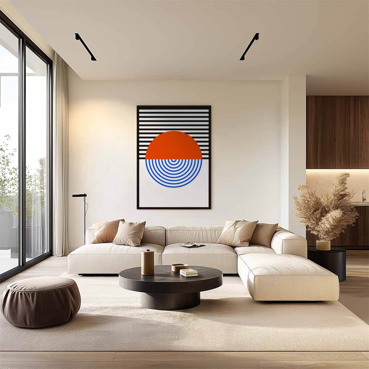 Kleurrijke Geometrische Harmonie – staand kunstwerk voor modern interieur