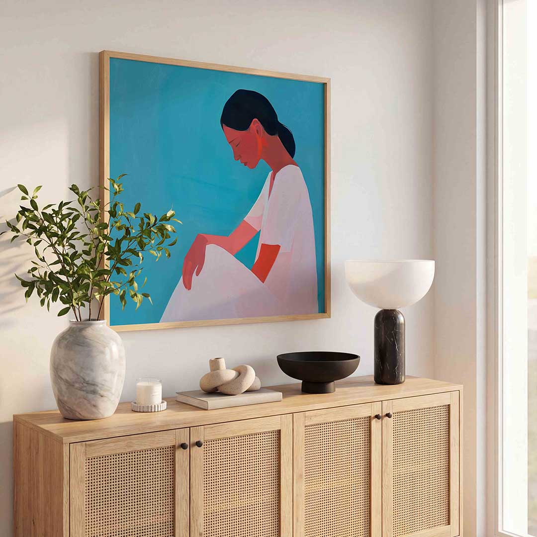 Vrouw in profiel – kunst en design poster in vierkant formaat