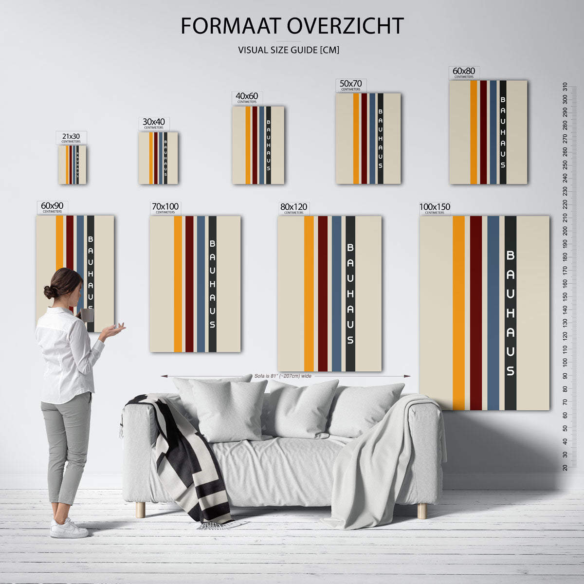 Lijnen en kleurvlakken – geometrische poster in Bauhaus-stijl van WallArtistic