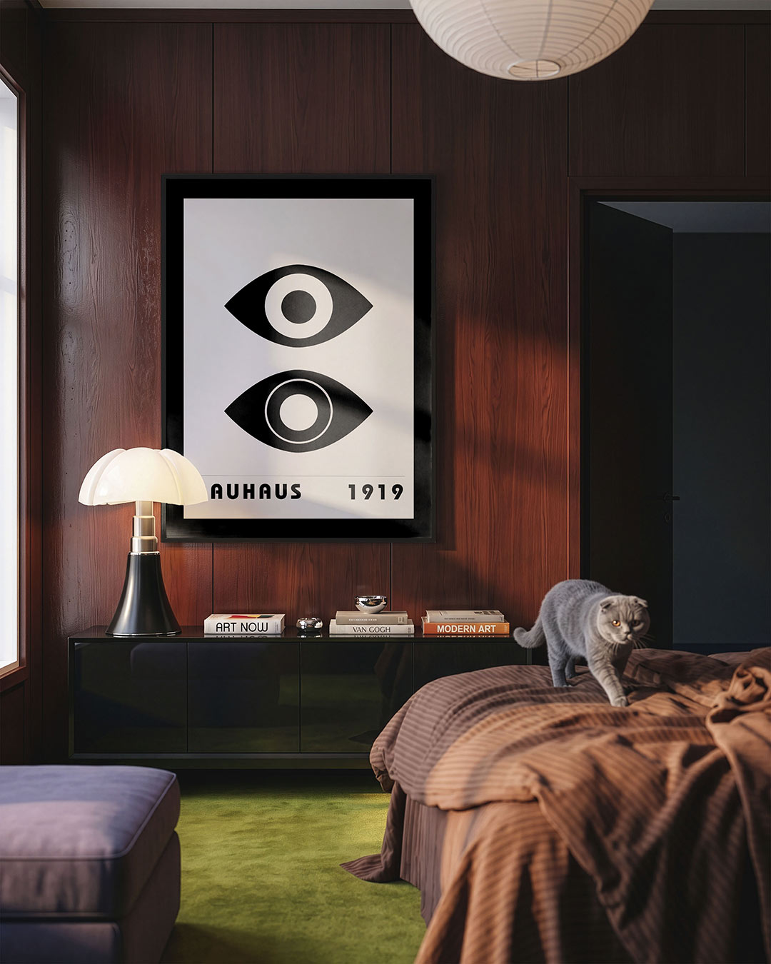 Oogvormen en lijnen – geometrische Bauhaus poster in staand formaat