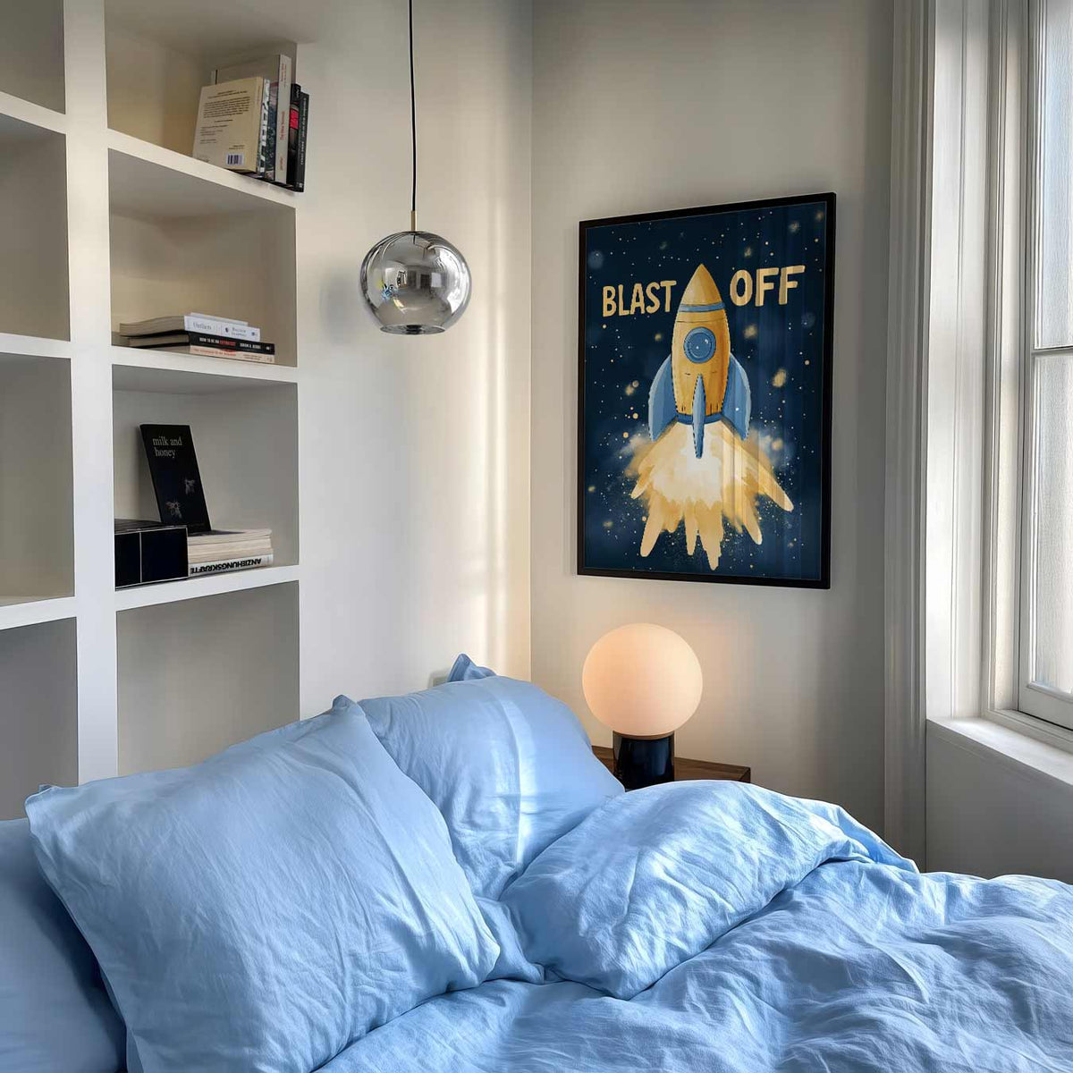 Ruimteavontuur Rakettenposter – staande muurposter voor de kinderkamer