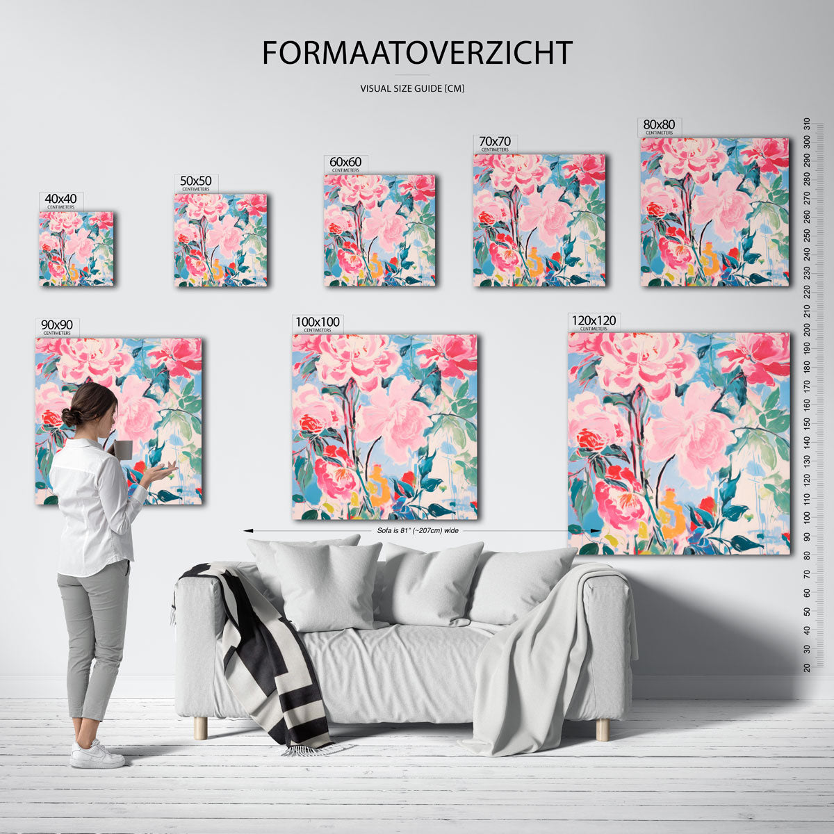 Bloemenpracht – vierkante muurposter met kleurrijke illustratie