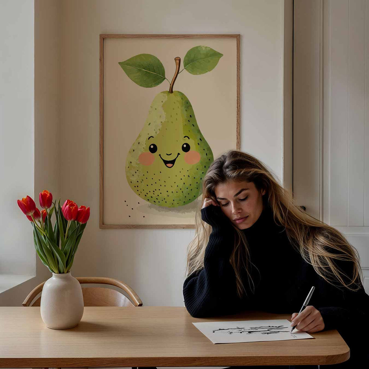 Vrolijke Peer – staande muurposter voor de kinderkamer