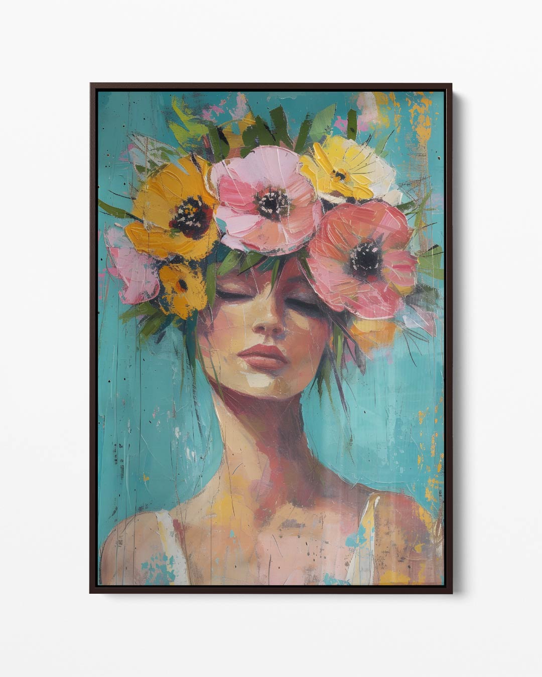 Bloemenpracht Portret – portret kunstwerk als wanddecoratie