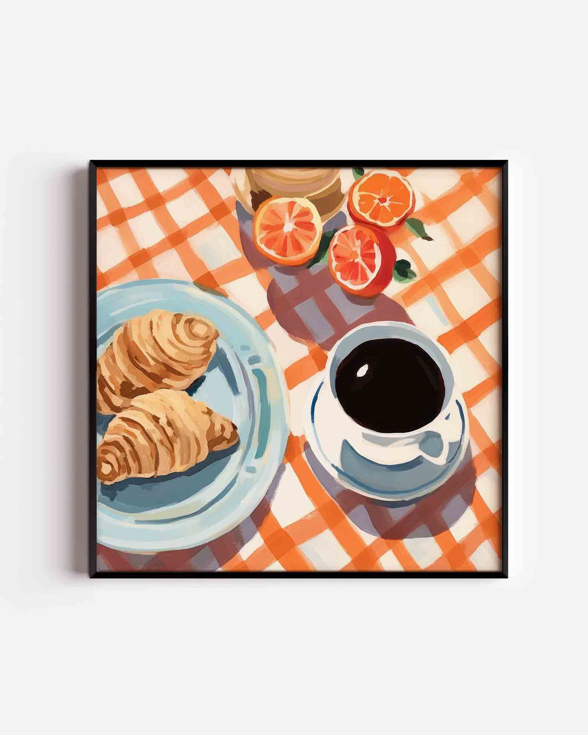Ontbijt met croissants – keuken vierkante poster als wanddecoratie