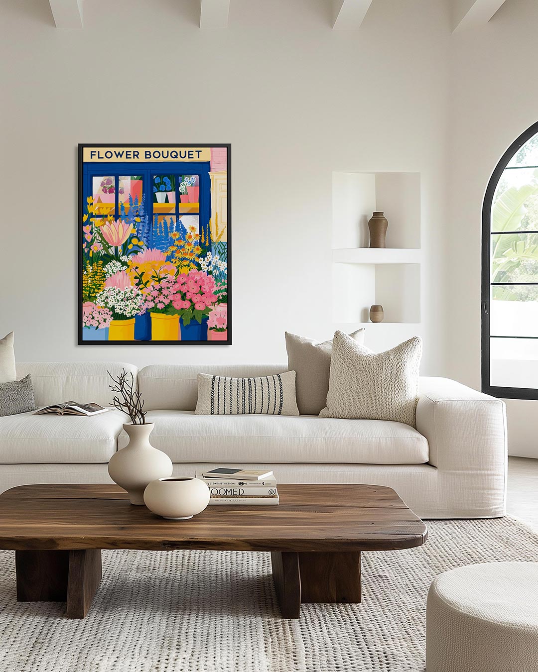 Bloemenwinkel illustratie – moderne staande wandkunst
