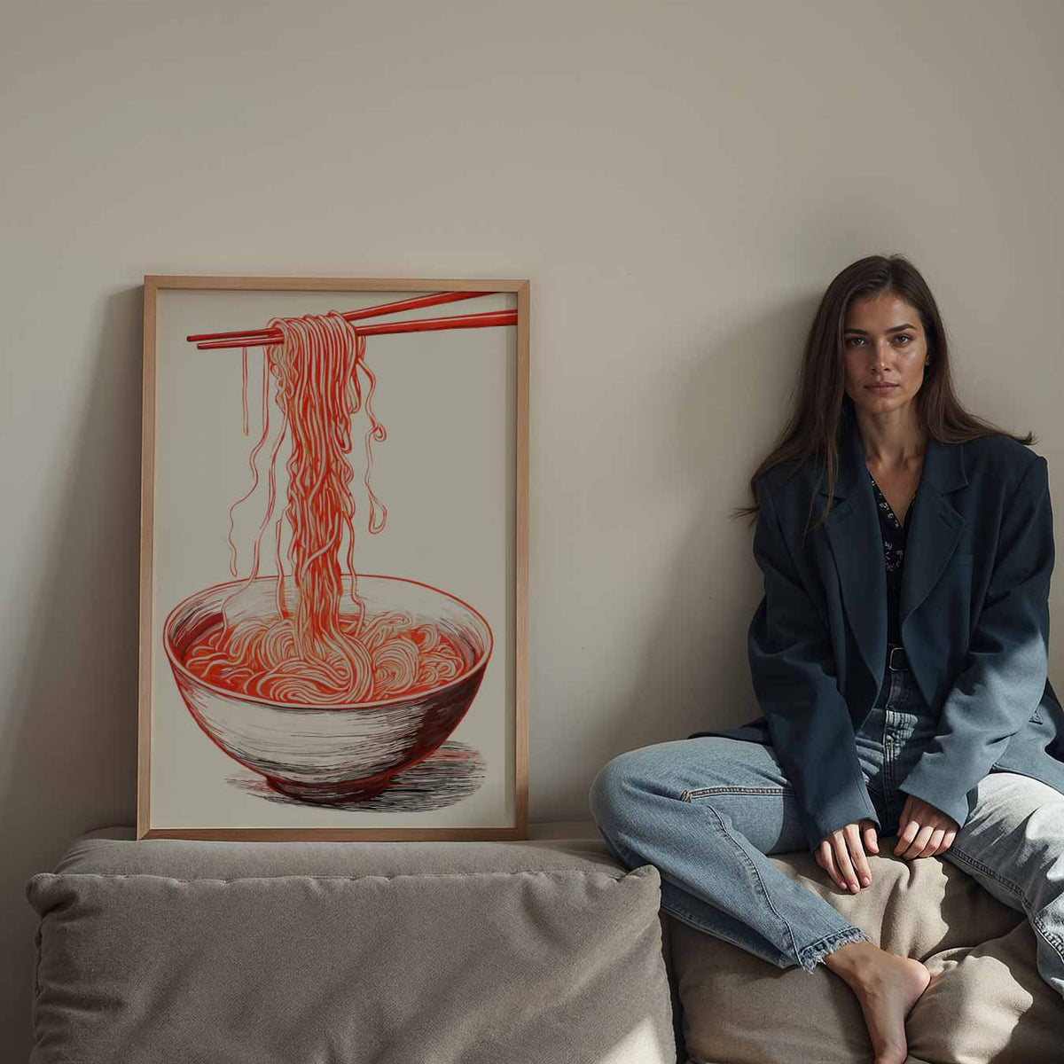 Stijlvolle Rode Ramen – staande keuken wanddecoratie van WallArtistic
