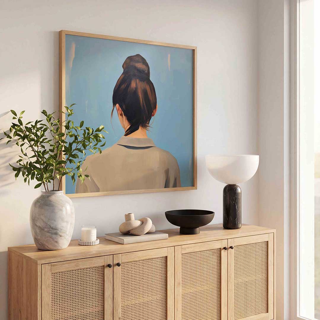 Vrouw met knot – illustratie poster in vierkant formaat