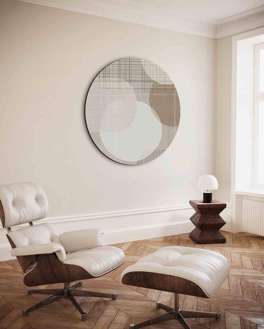 Abstracte vormen – ronde wanddecoratie met abstract ontwerp
