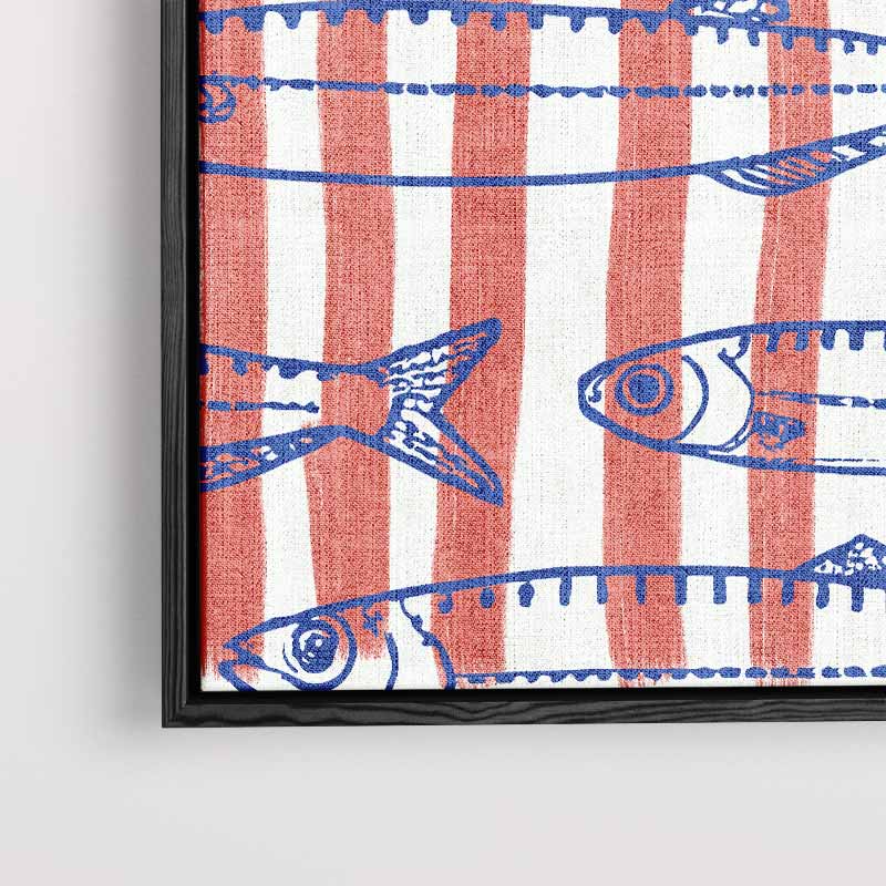 Vrolijke Vissenstrepen – kunstwerk met zwarte baklijst