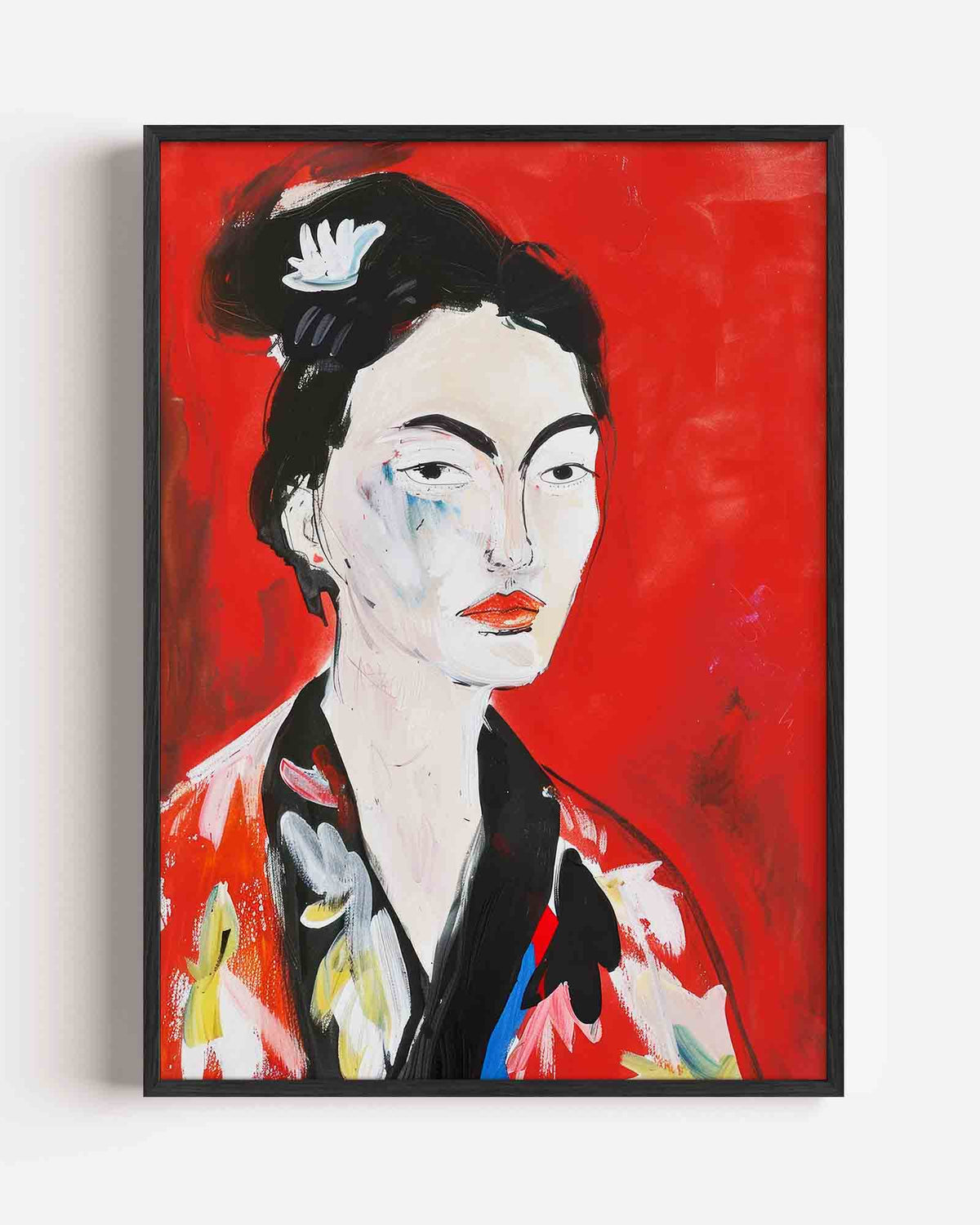 Vrouwelijk portret – kleurrijke illustratie portret poster als wanddecoratie