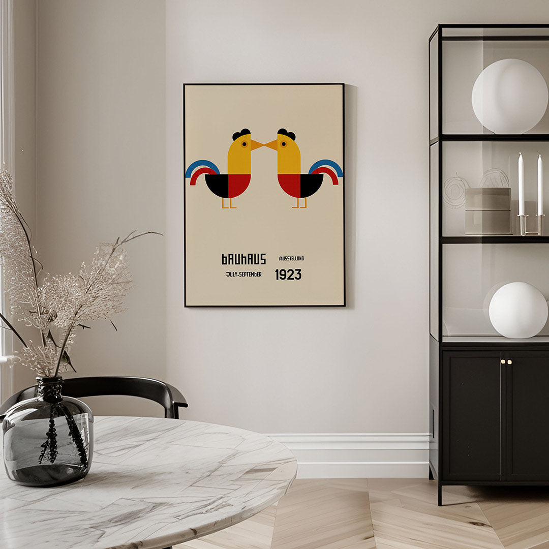 Vormen en vlinders – geometrische Bauhaus poster in staand formaat