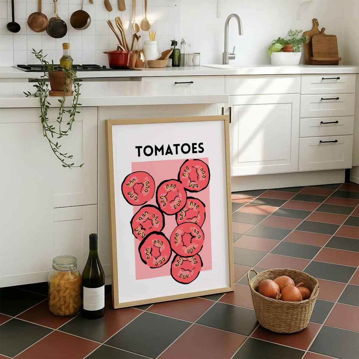 Frisse Tomaten Kunstposter – staande muurposter voor keuken of eethoek