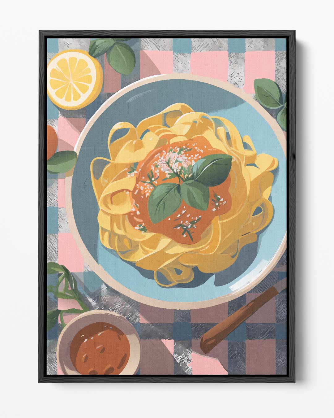 Heerlijke Pasta Illustratie – portret kunstwerk als wanddecoratie