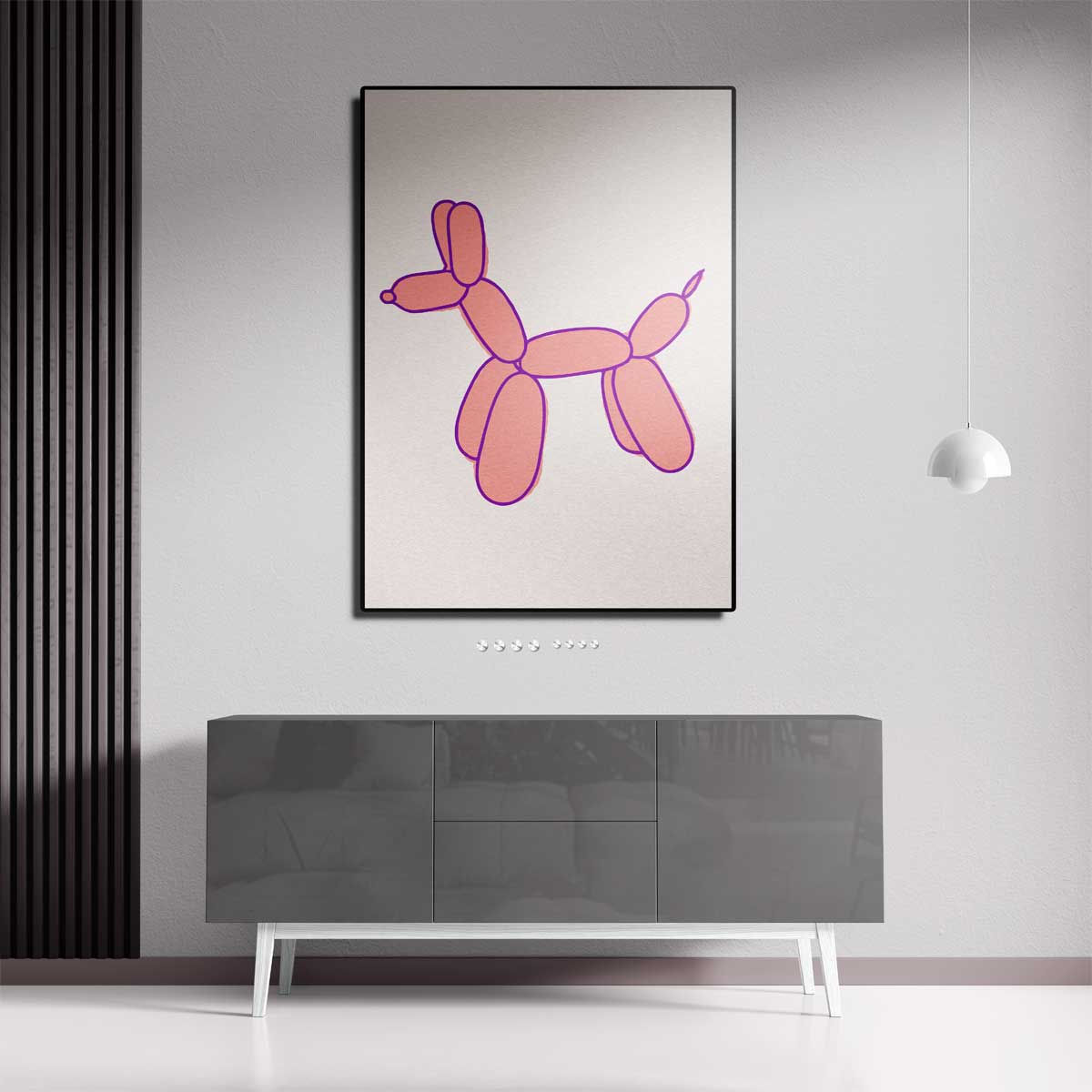 Speelse Ballonhond Illustratie – canvas kunstwerk als wanddecoratie