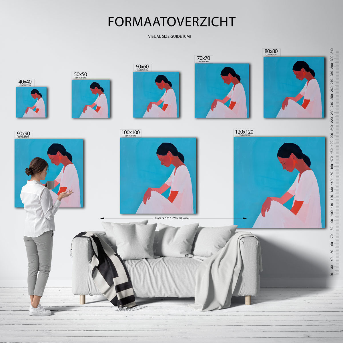 Vrouw in profiel – vierkante muurposter met kunst en design