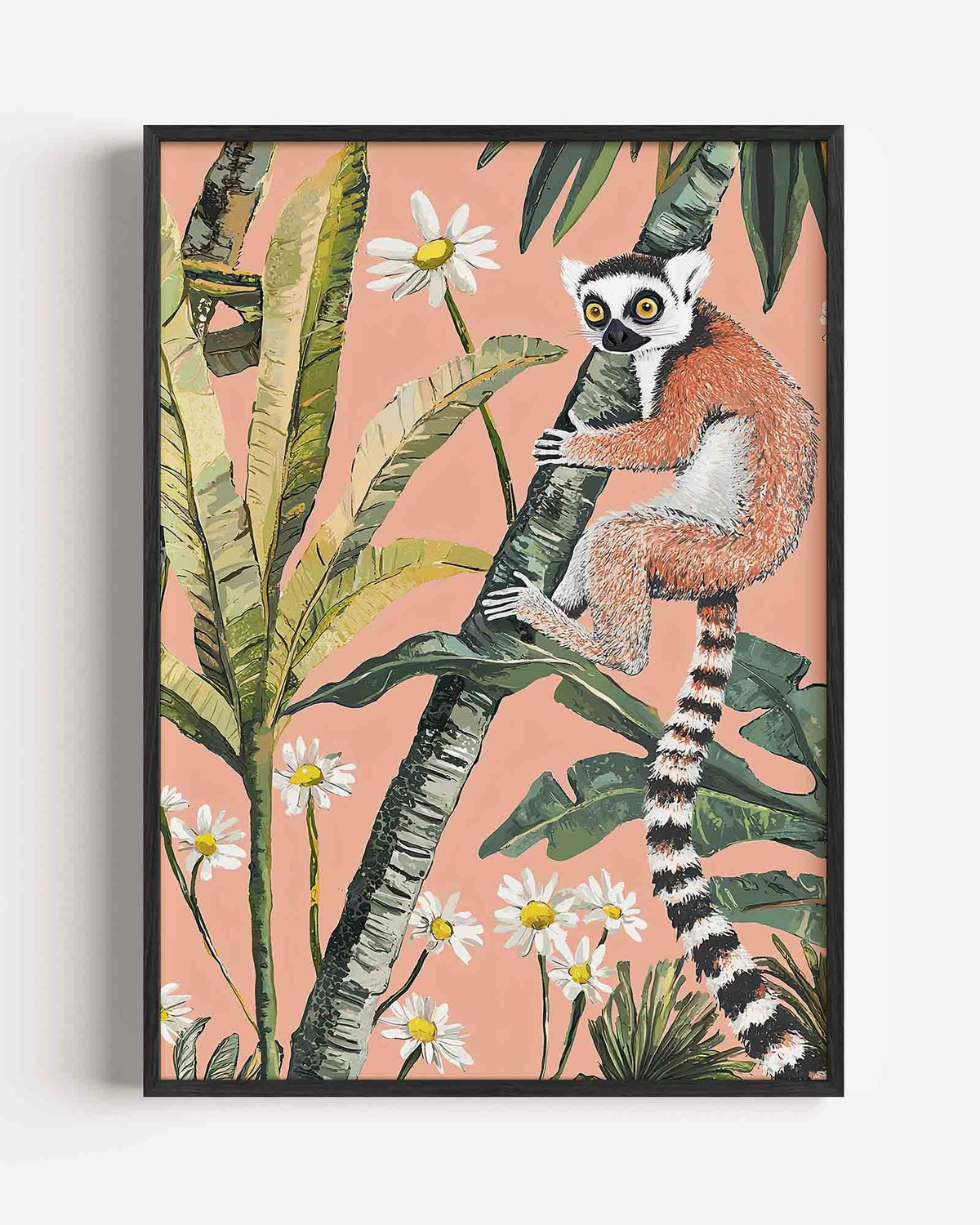 Lemur op palm – jungle portret poster als wanddecoratie