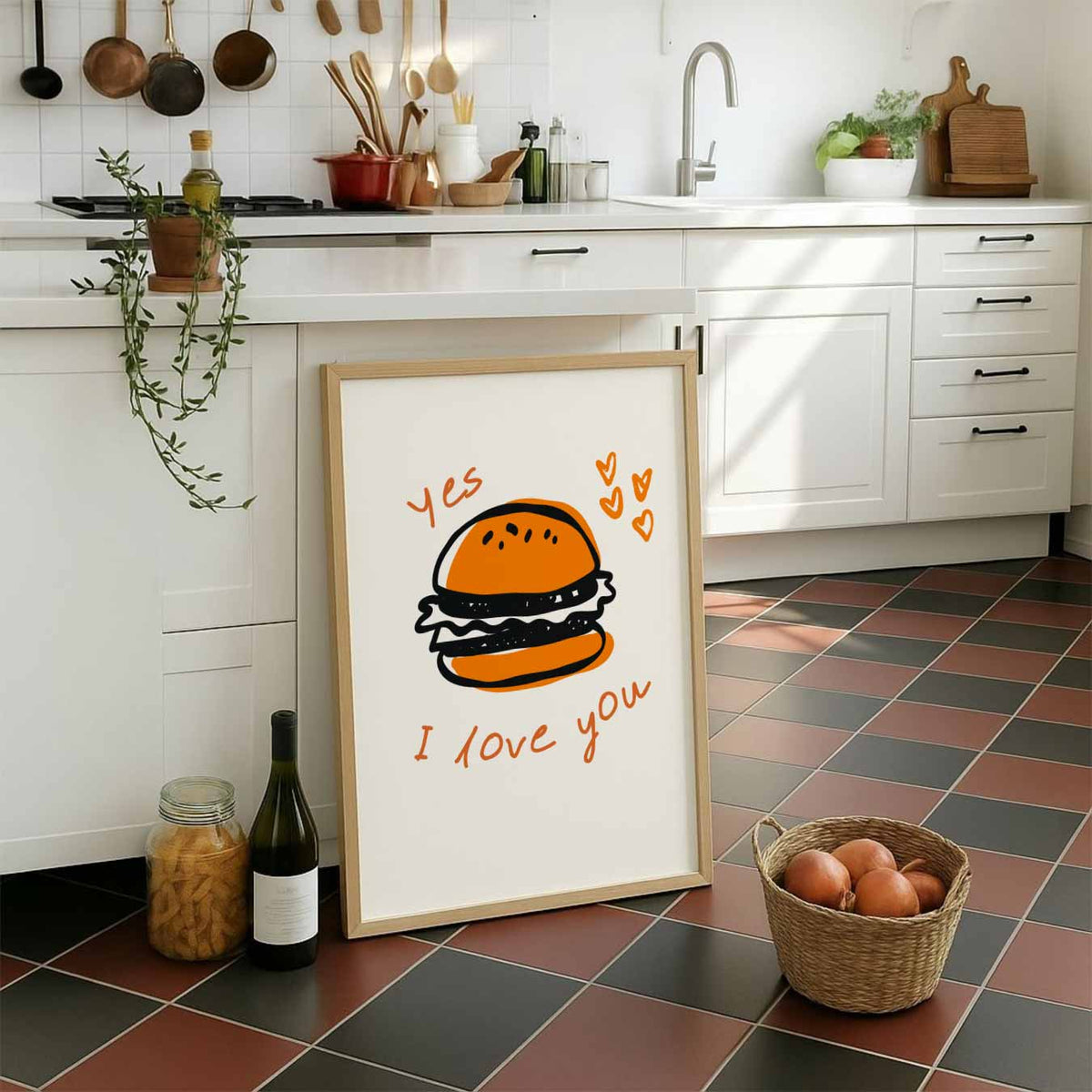 Liefdevolle Burger – staande muurposter voor keuken of eethoek