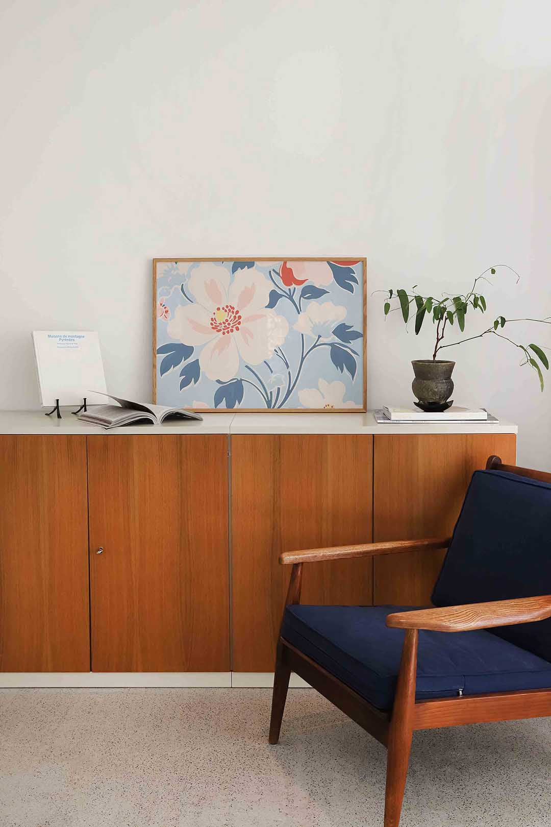 Bloemen en bladeren – liggende bloemen wanddecoratie van WallArtistic