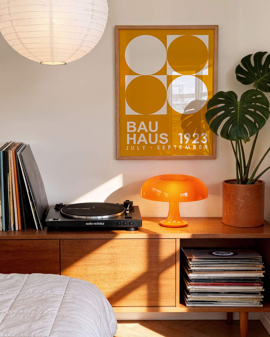 Cirkel en vierkant – geometrische Bauhaus poster in staand formaat