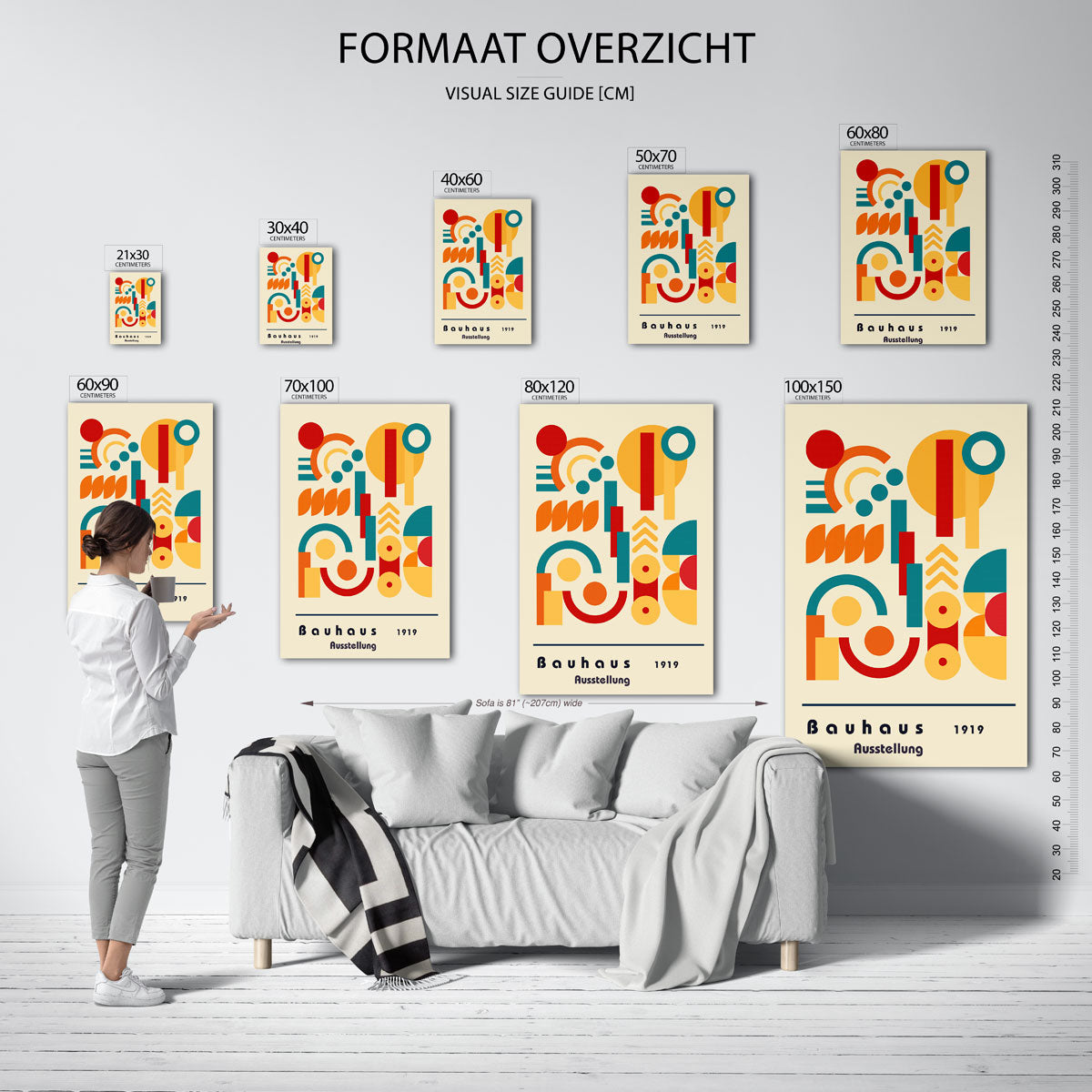 Vorm en kleur – geometrische poster in Bauhaus-stijl van WallArtistic