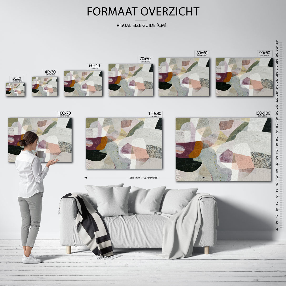 Abstracte vormen – liggende muurposter met abstracte vormen