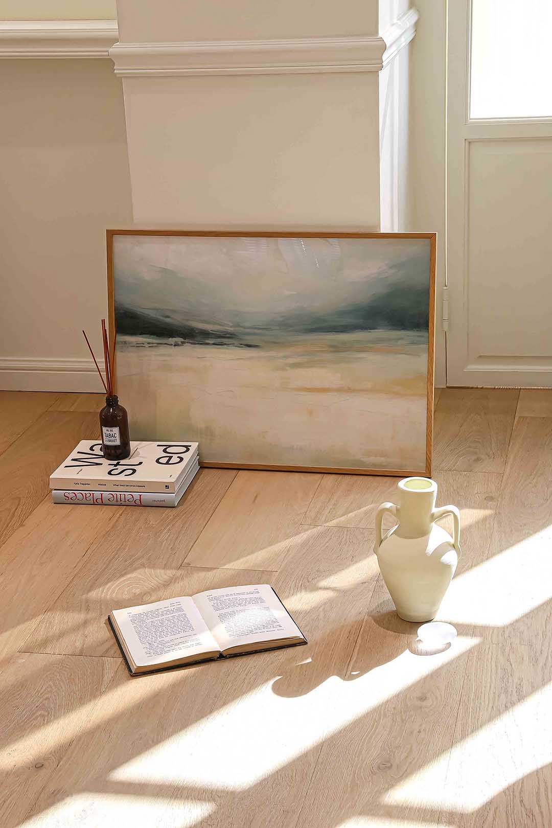 Landschap met zachte tinten – liggende kleurrijke abstracte wanddecoratie van WallArtistic