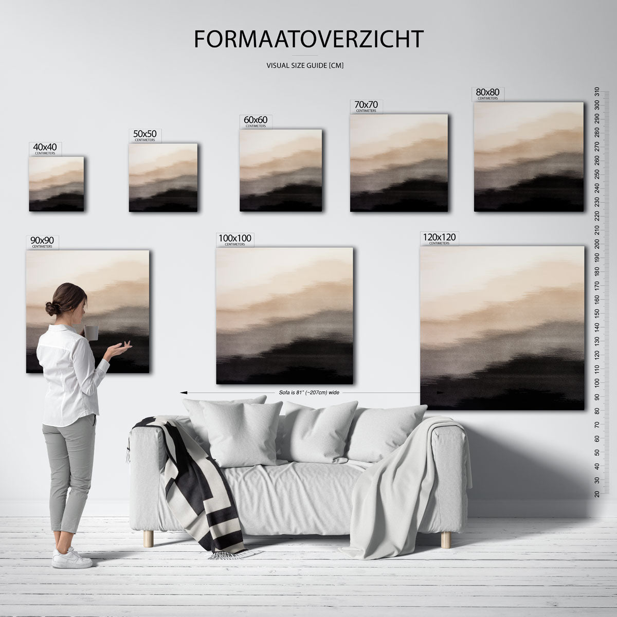 Vervagende horizon – vierkante muurposter met kleurrijke illustratie