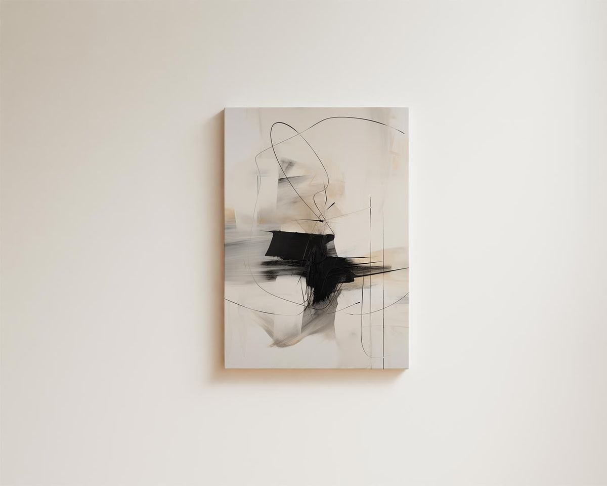 Abstracte Lijnendans – kunstwerk met zwarte baklijst