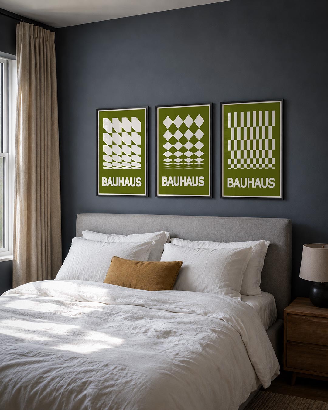Vorm en ritme posterset – derde productweergave – deze posterset in drie delen toont een speels lijnenspel met witte en