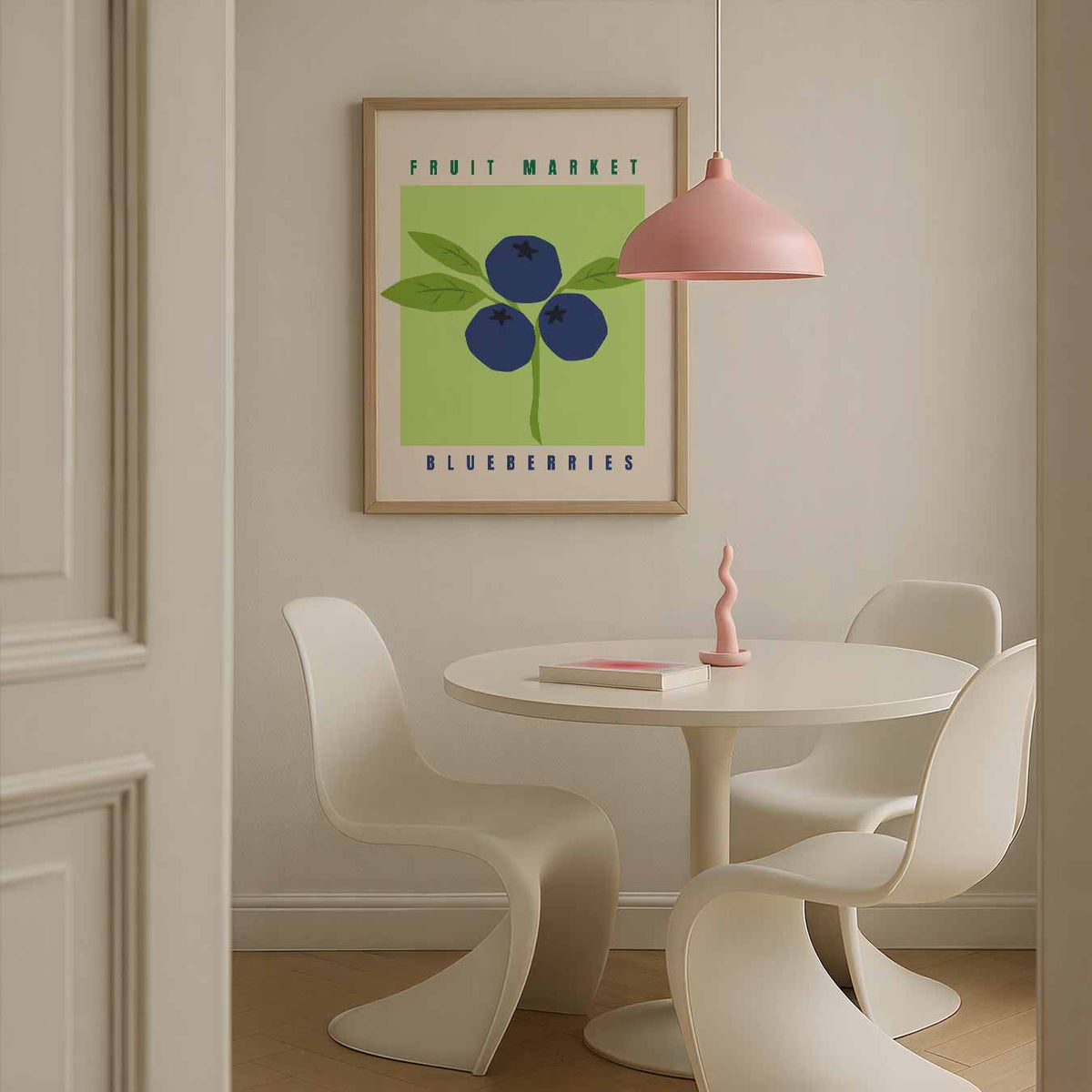 Blauwe Bessen Fruitmarkt – culinaire wandkunst als portret poster