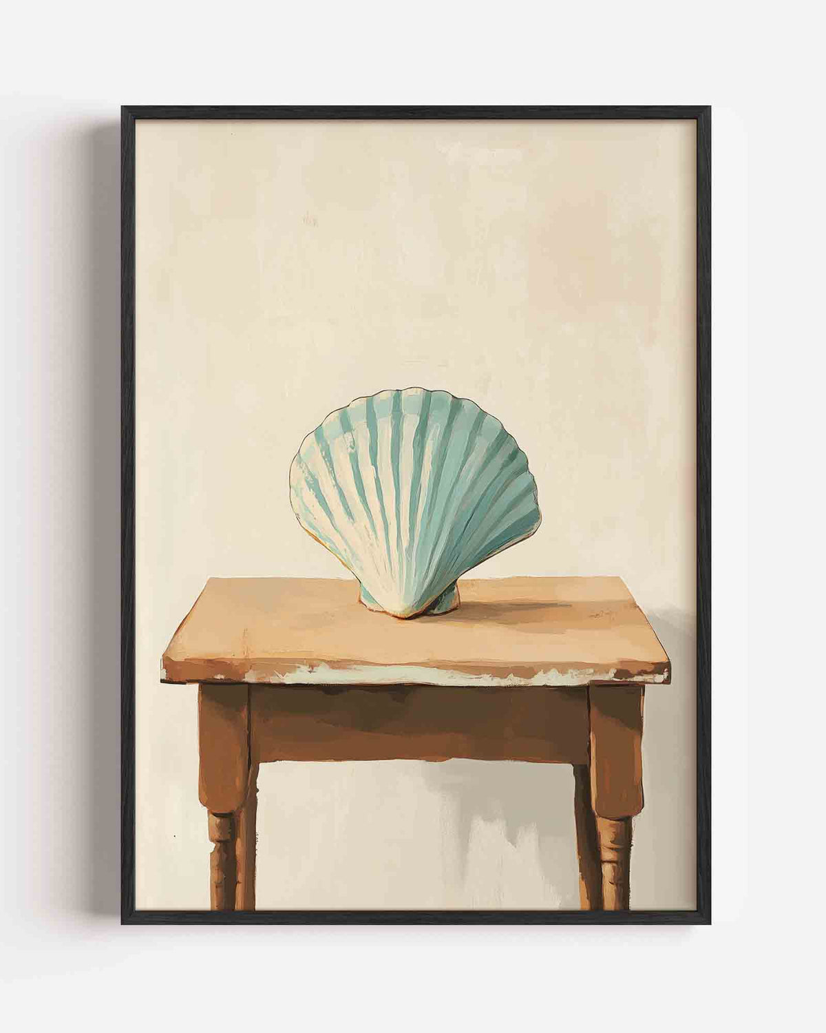 Schelp op tafel – moderne portret poster als wanddecoratie