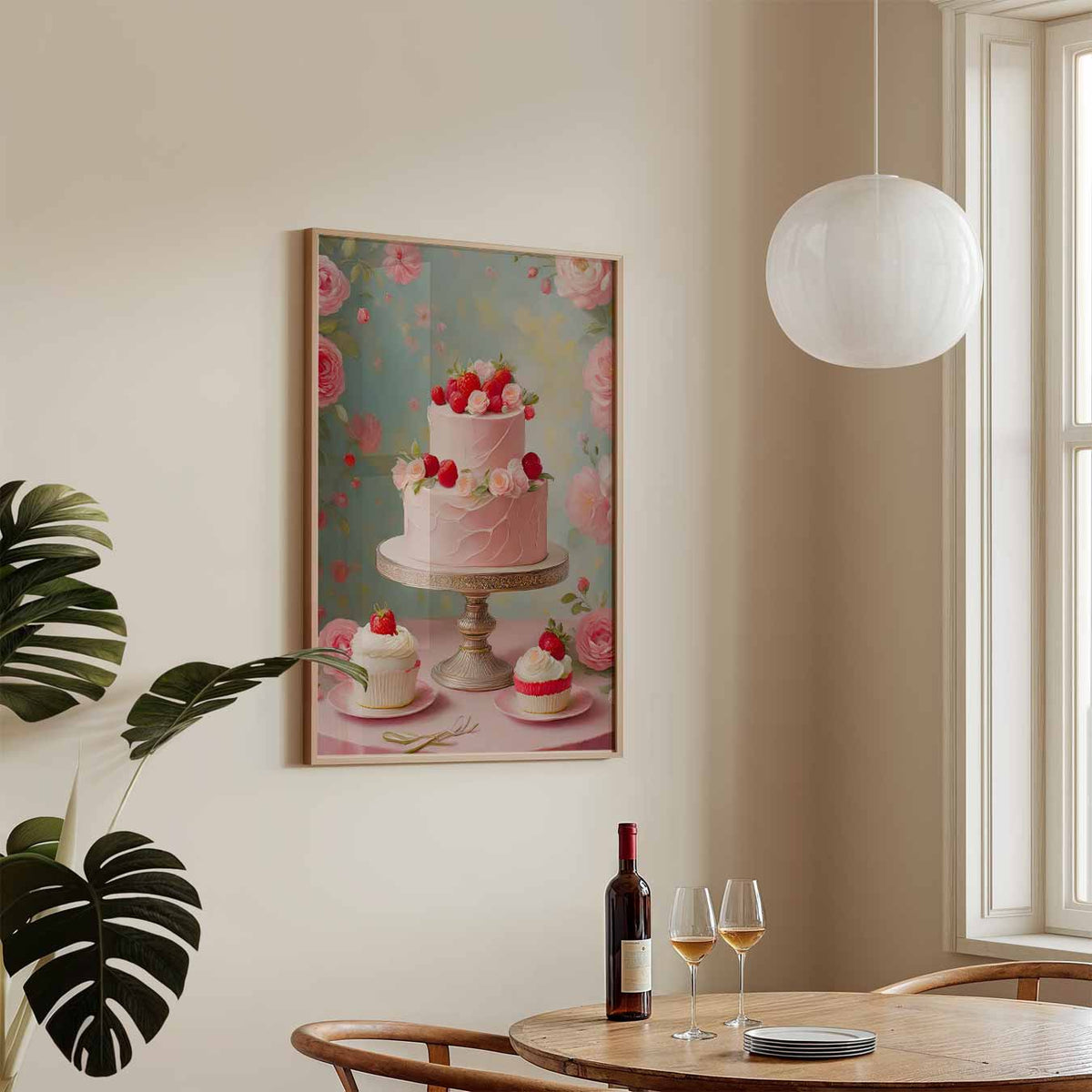 Romantische Bloemen & Taarten – keukenposter in staand formaat