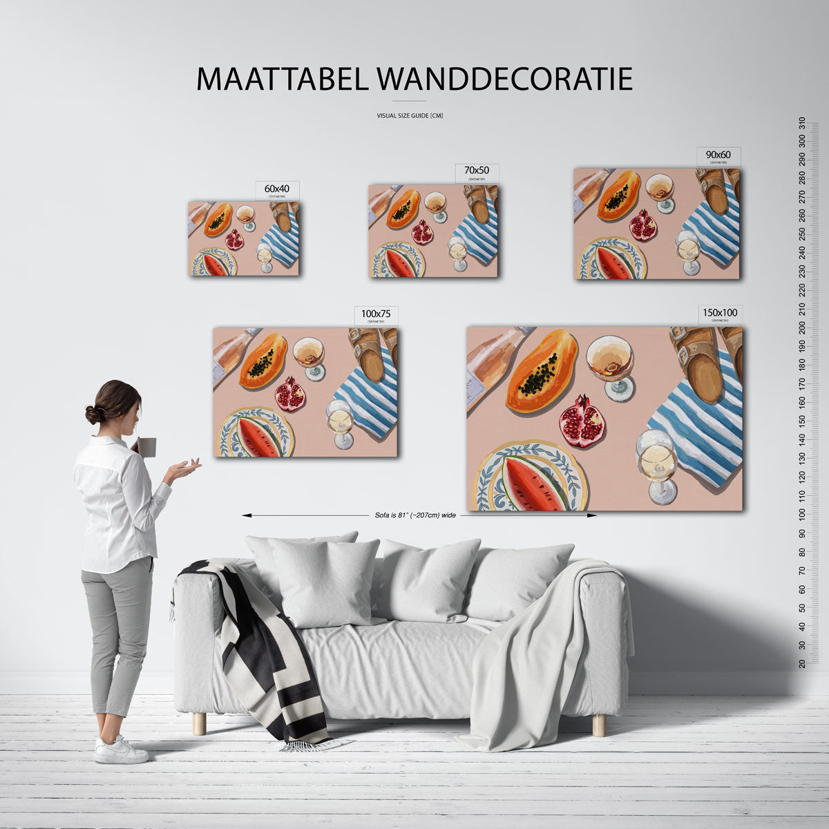 Fruit en drank compositie – kunstwerk op canvas, dibond of plexiglas