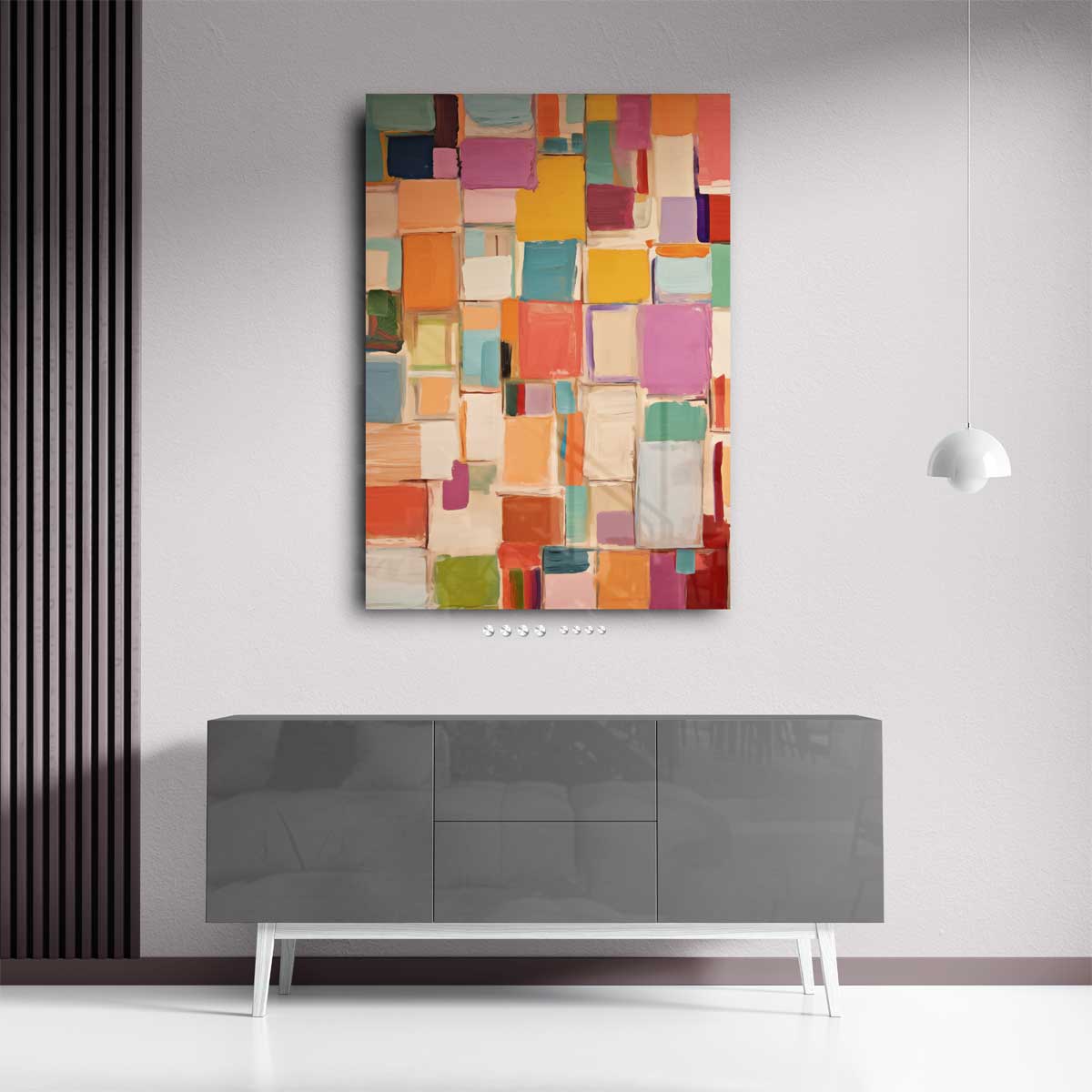 Kleurrijke Harmonie – kunstwerk met zwarte baklijst