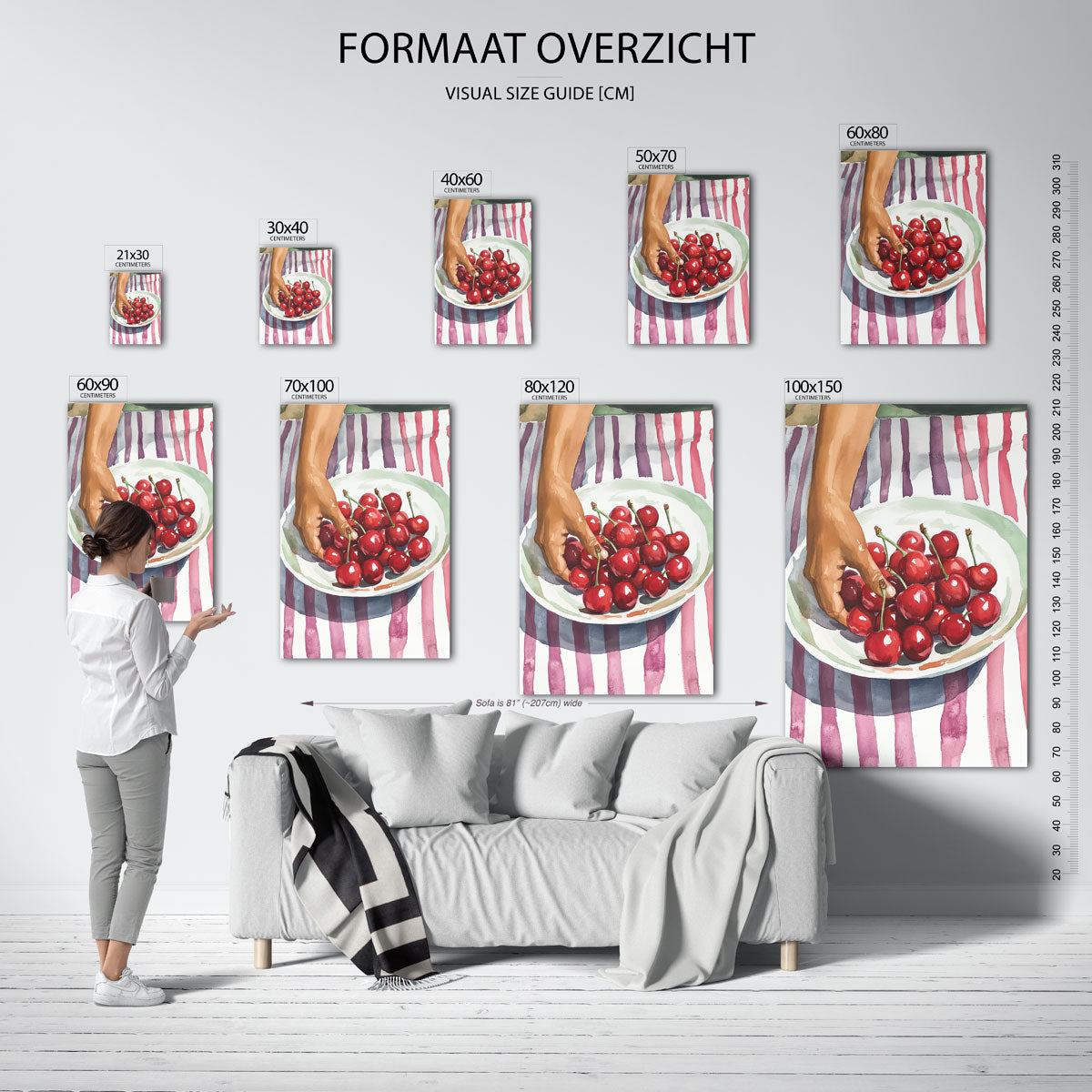 Kersen op schaal – staande muurposter voor een modern interieur