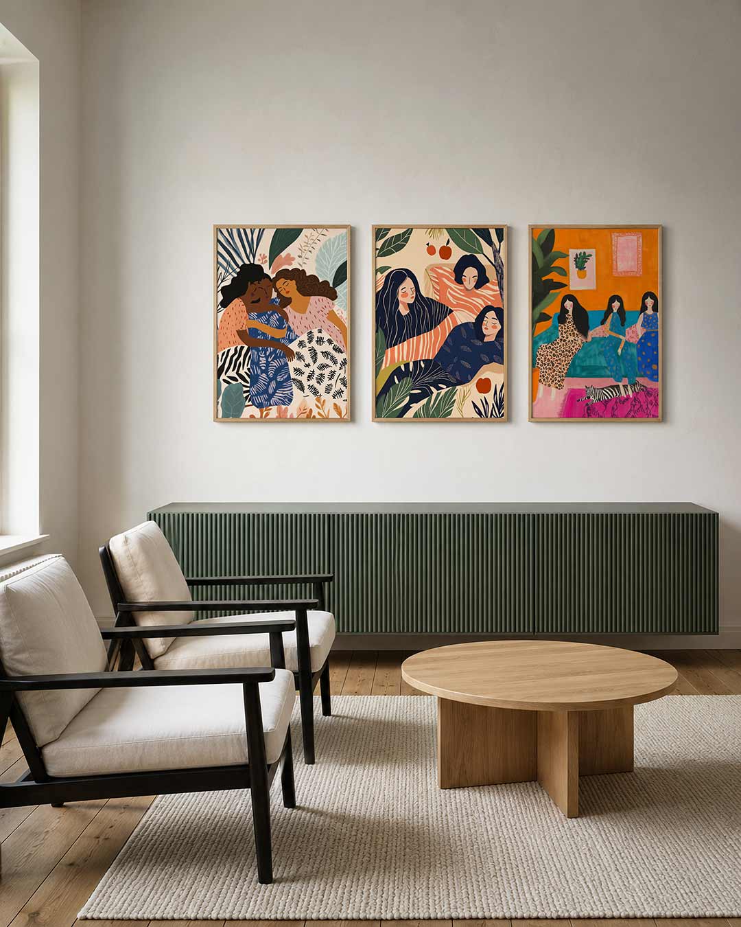 Vorm en kleurharmonie posterset – tweede productweergave – deze posterset in drie delen toont warme kleuren en