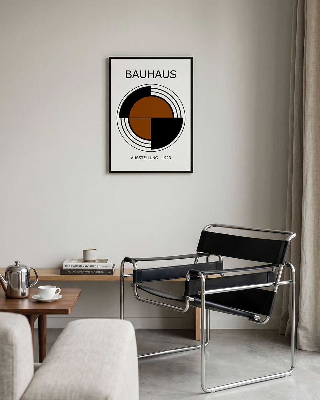 Cirkelvormen en lijnen – geometrische Bauhaus poster in staand formaat