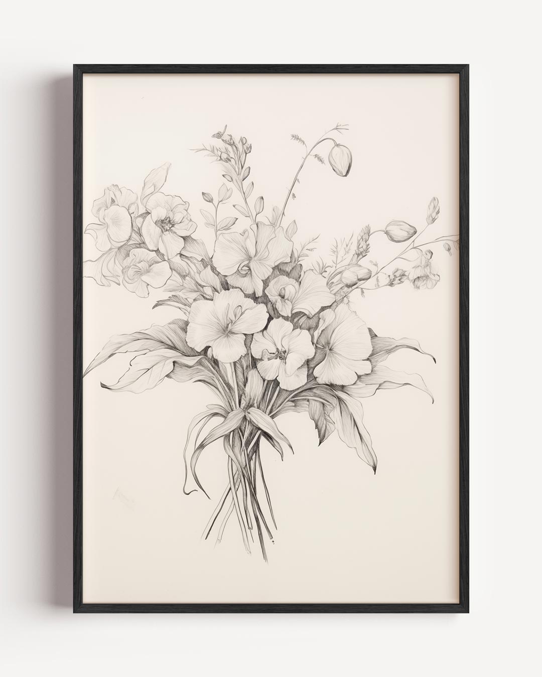 Zwart-wit Bloemenpracht – vintage portret poster als wanddecoratie