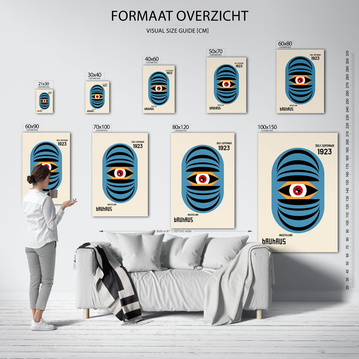 Oogvorm en lijnen – Bauhaus poster als geometrische wanddecoratie