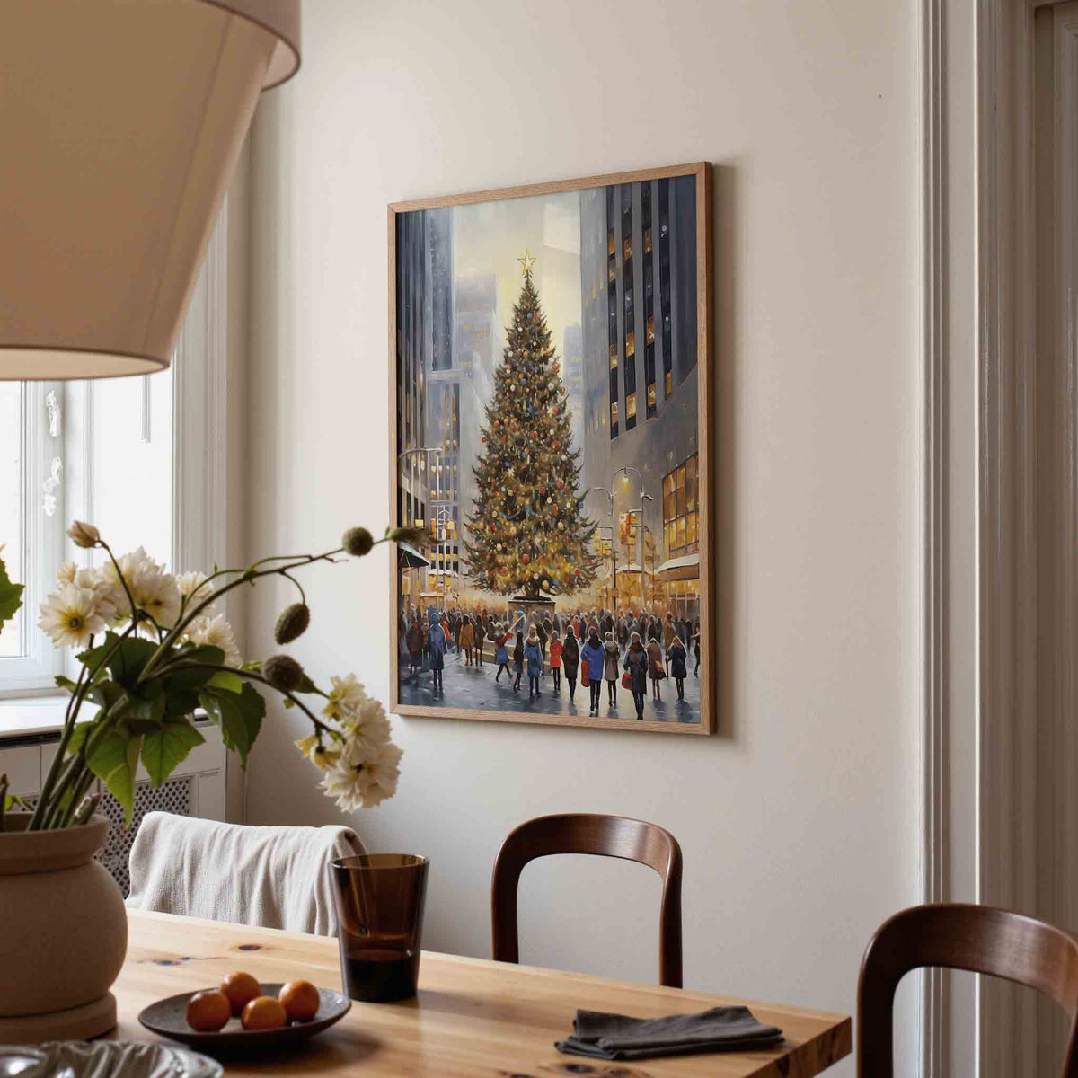 Kerstboom in stadsplein – kerstposter in staand formaat