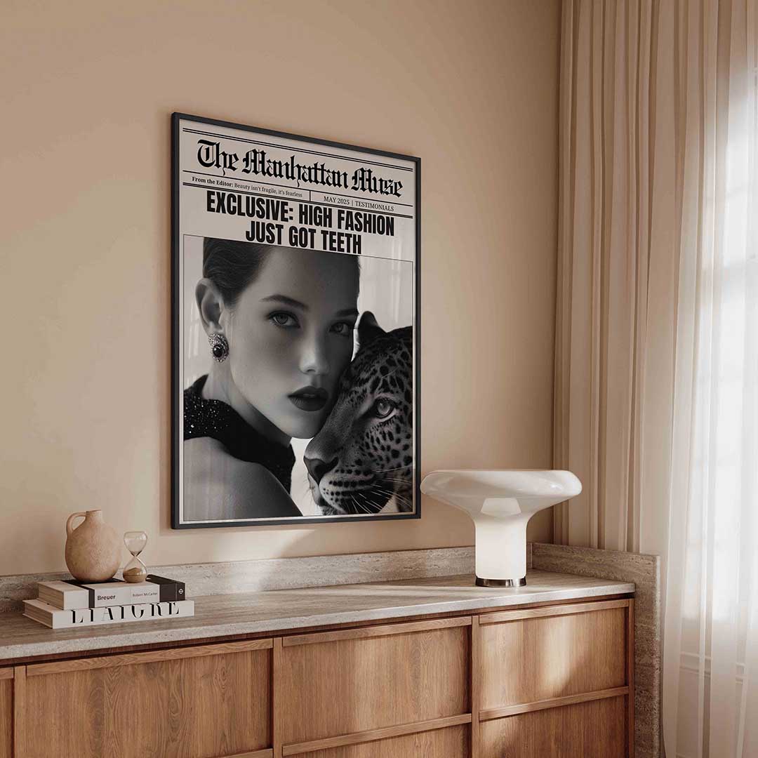 Mode en panter – kleurrijke Pop Art poster in staand formaat