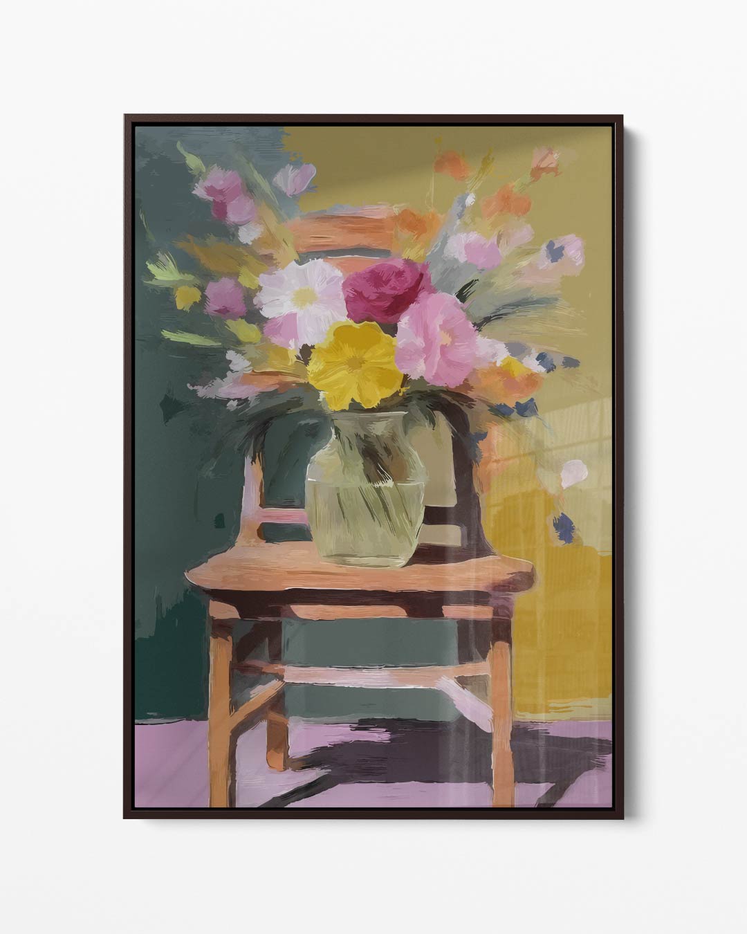 Bloemrijke Stoel – portret kunstwerk als wanddecoratie